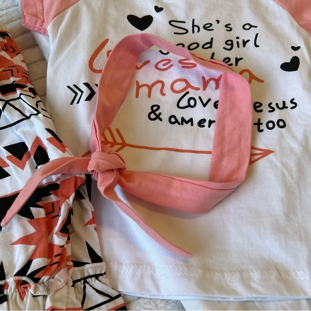 3 piece set size 18-24 months ruffle pants top headband